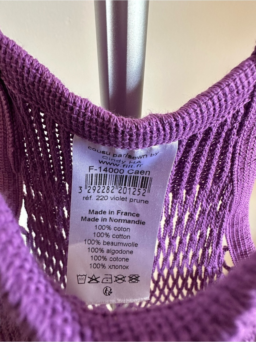 Purple Mesh Tote Bag – Authentic Filt made in France - Picture 3 of 5